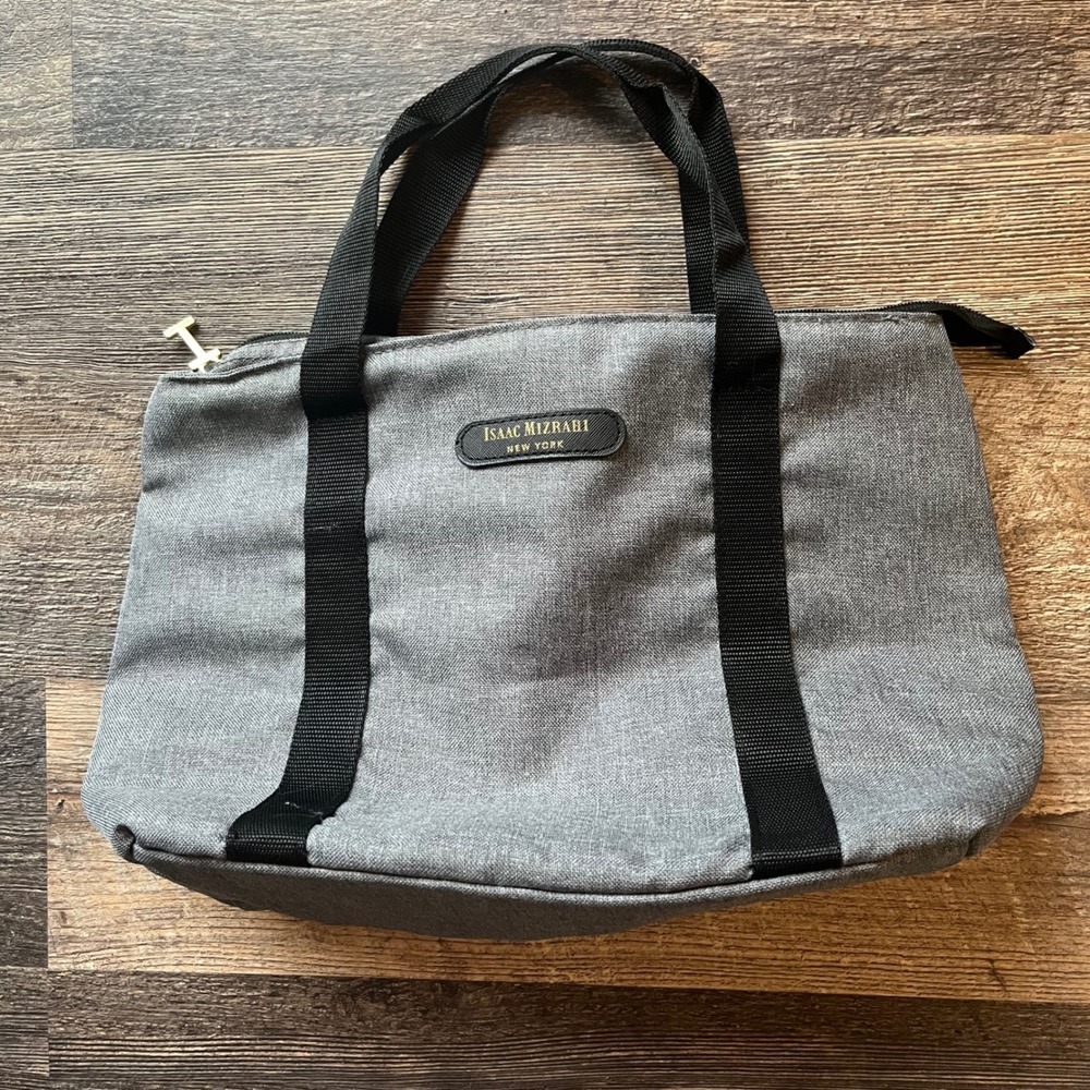 Isaac‎ Mizrahi New York Gray Insulated Lunch Bag Tote Zipper Top